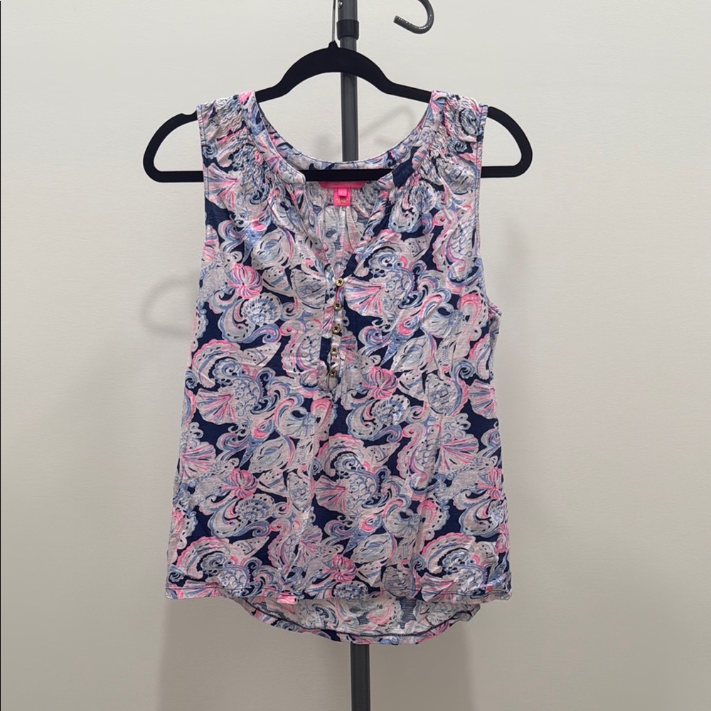 Lilly Pulitzer Purple Ruffled Tank Top